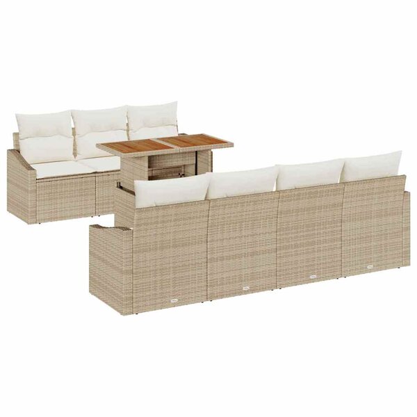 vidaXL Ensemble de canapé de jardin 8 Pièces Beige Poly rotin