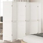 vidaXL Cloison de séparation 6 panneaux blanc bois de paulownia massif