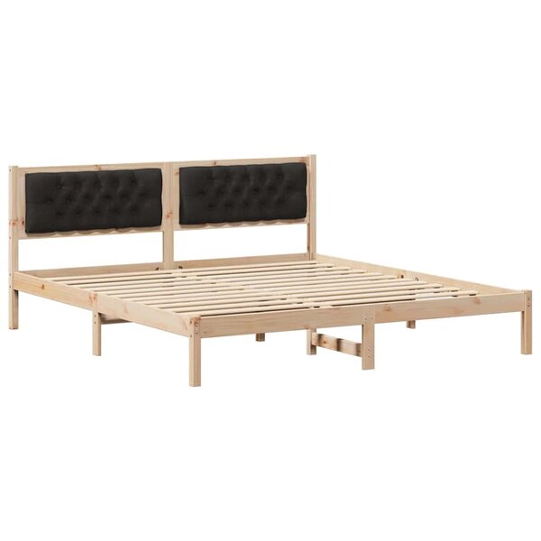 vidaXL Cadre de lit avec tête de lit Noir 160 x 200 cm Pin massif