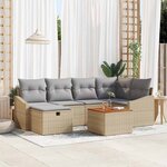 vidaXL Ensemble de canapé de jardin 7 Pièces Beige Poly rotin