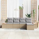 vidaXL Ensemble de canapé de jardin 5 Pièces Beige et Gris clair