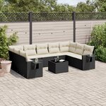 vidaXL Salon de jardin 10 Pièces avec coussins noir résine tressée