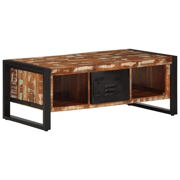 vidaXL Table basse multicolore 90x50x36 cm bois de récupération massif