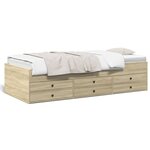 vidaXL Lit de jour et tiroirs chêne sonoma 90x190 cm bois d'ingénierie