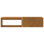 Brasero vidaXL avec rangement pour bûches 160x45x35 cm en acier weathering