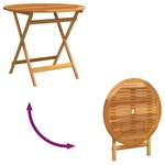 vidaXL Table de jardin pliable Ø90x75 cm Bois d'eucalyptus solide