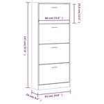 vidaXL Armoire à chaussures Gris béton 63x24x147 cm Bois d'ingénierie