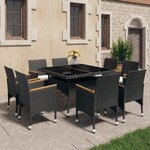 vidaXL Ensemble à manger de jardin 9 Pièces Résine tressée et acacia Noir