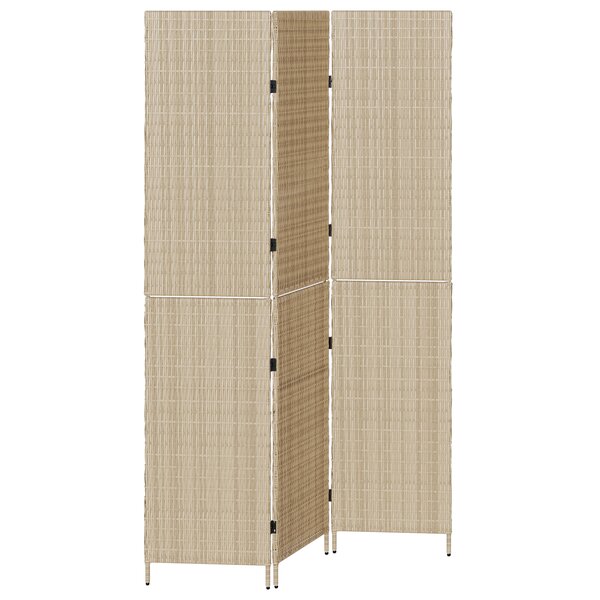 Paravent vidaXL 3 panneaux pliable beige 146x200 cm en poly rattan
