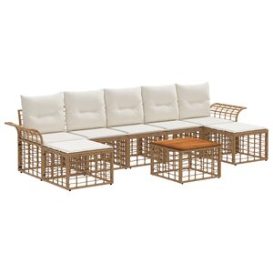 vidaXL Ensemble de canapés d'extérieur 8 Pièces Blanc Naturel et Crème