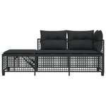 vidaXL Salon de jardin d'angle 3 Pièces avec coussins noir résine tressée