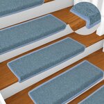 vidaXL Tapis d'escalier 30 pièces 65 x 21 x 4 cm Bordure rectangulaire bleu marine