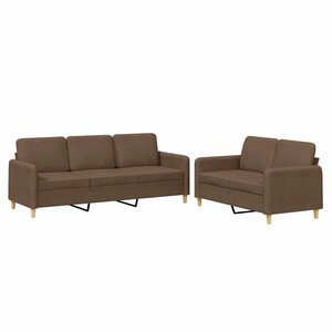vidaXL Ensemble de canapés 2 Pièces avec coussins Marron Tissu