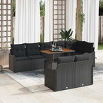 vidaXL Ensemble de canapé de jardin 9 Pièces Noir 100 x 55 x 73 cm
