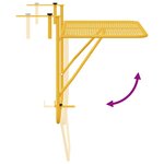 vidaXL Table Suspendue de Balcon Moutarde 60 x 39 x 65 cm Acier