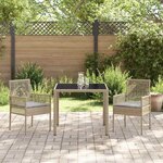 vidaXL Ensemble de salle à manger pour jardin 3 Pièces Beige Poly rotin