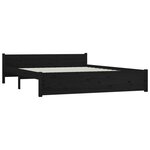 vidaXL Cadre de lit Noir Bois massif 140x190 cm