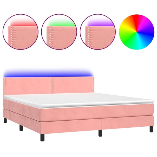 vidaXL Sommier à lattes de lit avec matelas LED Rose 180x200 cm