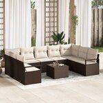 vidaXL Ensemble de Canapé de Jardin 9 Pièces avec Coussins Gris Poly Rattan