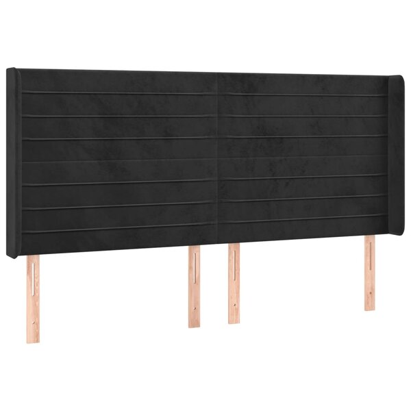 vidaXL Tête de lit avec oreilles Noir 203x16x118/128 cm Velours