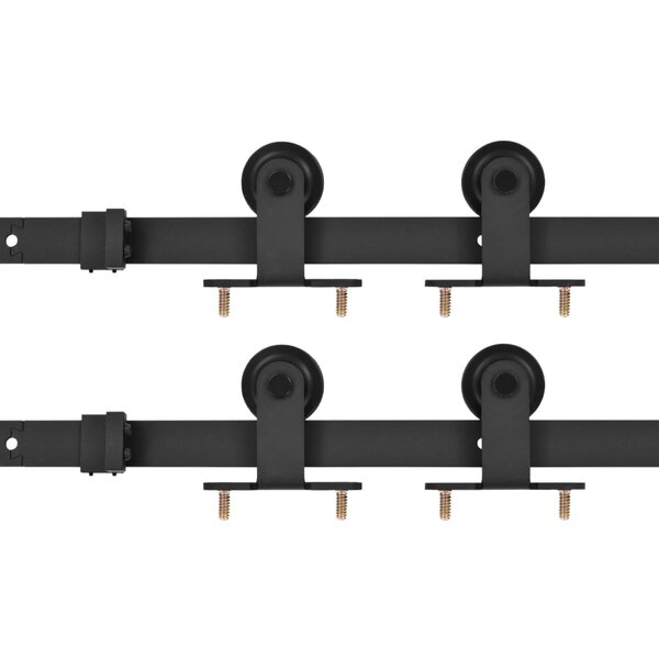 vidaXL Kits de fixation pour porte coulissante 2 Pièces 183 cm Acier Noir