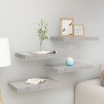 vidaXL Étagères murales flottantes 4 Pièces gris béton 40x23x3 8 cm MDF