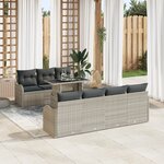 vidaXL Ensemble de Sofa de Jardin de 8 Pièces avec Coussins Gris Clair Rattan Poly