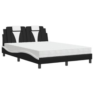 vidaXL Lit Viana avec matelas noir et blanc 140x200 cm similicuir