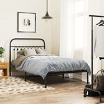 vidaXL Cadre de lit métal sans matelas avec tête de lit noir 100x190cm