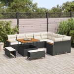vidaXL Ensemble de canapé de jardin 12 Pièces Noir Poly Rattan