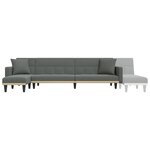 vidaXL Canapé-lit en forme de L gris foncé 275x140x70 cm tissu