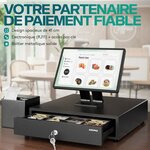 ACROPAQ Tiroir Caisse 42x41x10 cm- Compatible avec Caisse Enregistreuse RJ11  8 compartiments Monnaie & 4 billets  Métal Robuste