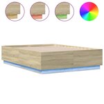 vidaXL Cadre de lit avec LED sans matelas chêne sonoma 135x190 cm