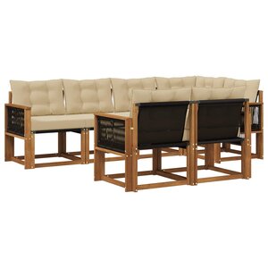 vidaXL Ensemble de canapés d'extérieur 7 pc Naturel et Beige