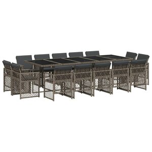 vidaXL Ensemble à manger de jardin 15 Pièces coussins gris résine tressée