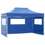 vidaXL Tente de réception pliable avec 4 parois 3x4 m Acier Bleu