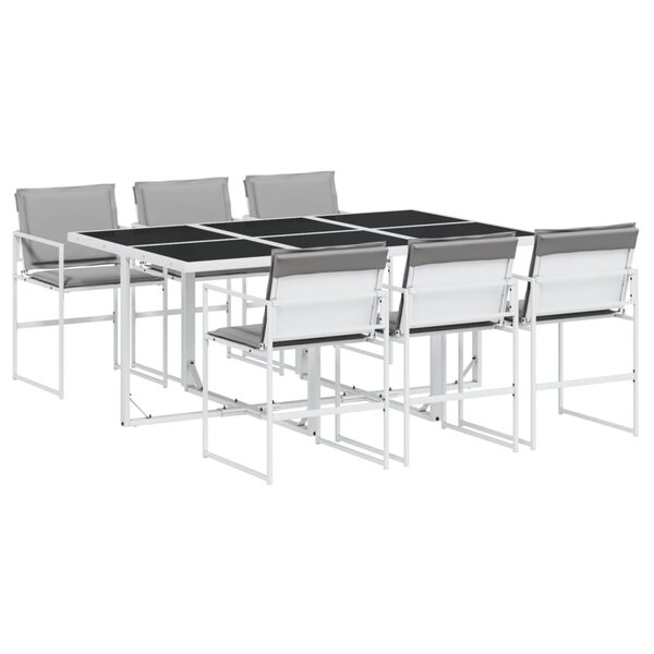 vidaXL Ensemble à manger de jardin avec coussins 7 Pièces blanc textilène