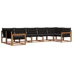 vidaXL Ensemble de canapés d'extérieur 7 pc Naturel et Noir