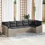 vidaXL Ensemble de canapé de jardin 7 Pièces Gris clair Poly rotin