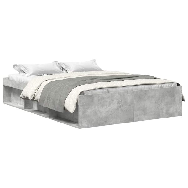 vidaXL Cadre de lit sans matelas gris béton 140x190 cm
