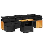 vidaXL Salon de jardin 8 Pièces avec coussins noir résine tressée