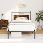 vidaXL Cadre de lit sans matelas chêne fumé 107x203 cm bois ingénierie