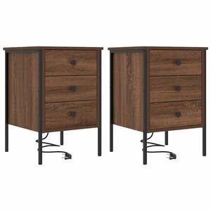 vidaXL Cabinet de chevet 2 Pièces Chêne marron 42 x 41 x 61 cm