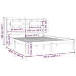 vidaXL Cadre de lit Gris Bois de pin massif 150x200 cm Très grand