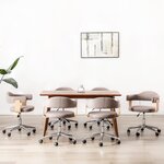 vidaXL Chaises pivotantes à manger lot de 6 taupe bois courbé et tissu