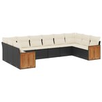 vidaXL Salon de jardin 10 Pièces avec coussins noir résine tressée