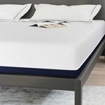 vidaXL Matelas Blanc  bleu 200 x 200 cm Mousse