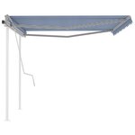 vidaXL Auvent manuel rétractable avec poteaux 4x3 m Bleu et blanc