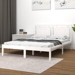 vidaXL Cadre de lit Blanc Bois massif 150x200 cm Très grand