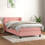 vidaXL Sommier à lattes de lit avec matelas Rose 90x200 cm Velours